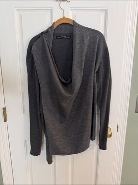 All Saints Charcoal Gray Draped  Sweater